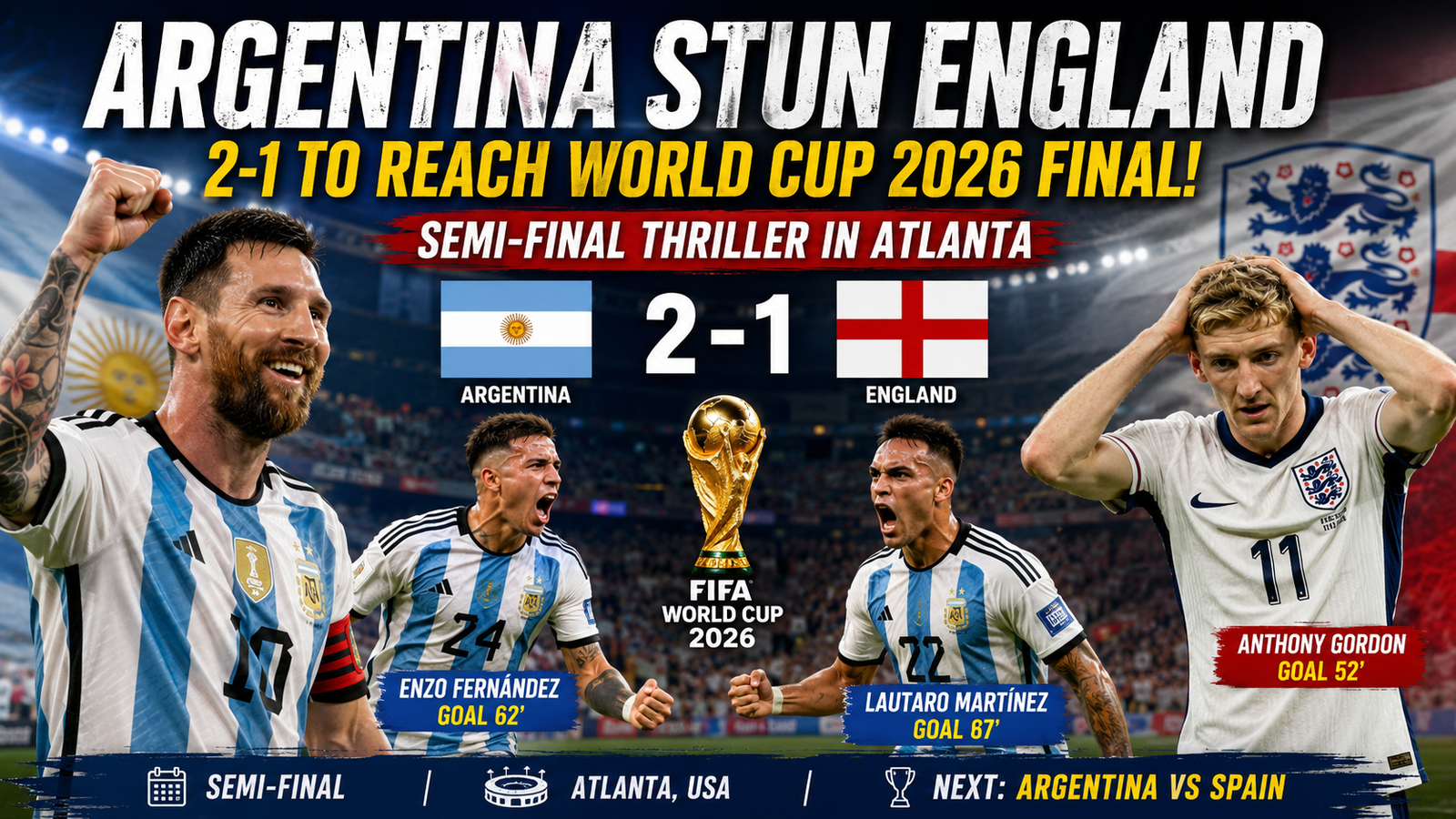 England vs Argentina Semifinal