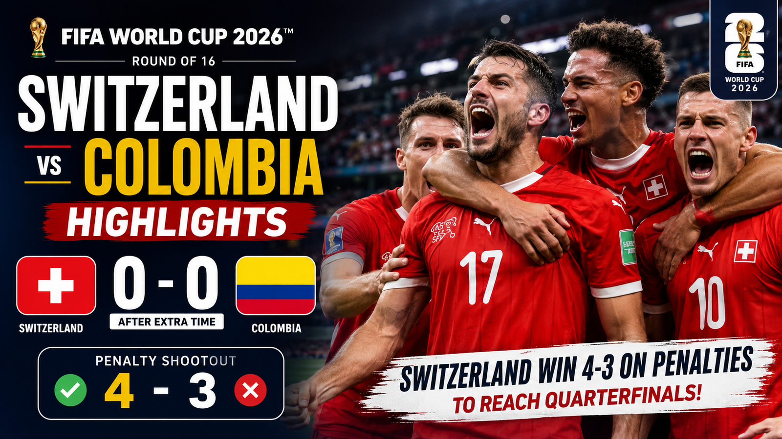 Switzerland vs Colombia Highlights