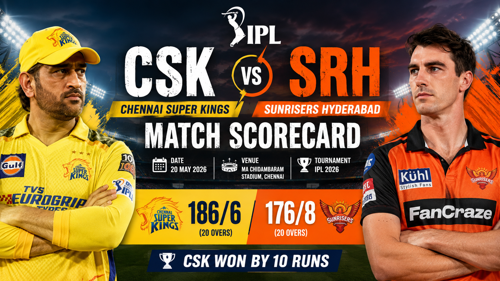 Chennai Super Kings vs Sunrisers Hyderabad Match Scorecard